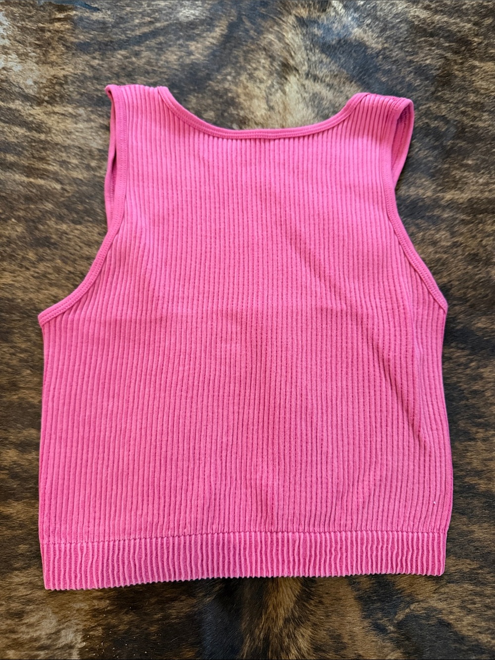 Women's Ribbed Crop Tank Top - Pink